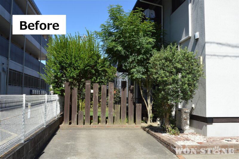 施工前：何本もの枕木が倒れそうです。